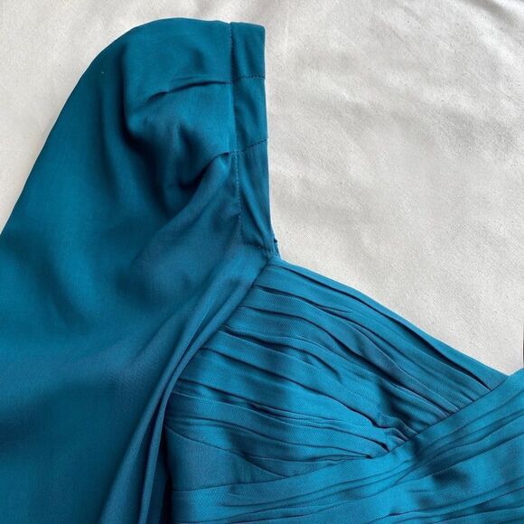 Self Portrait Iris Midi Blue Green Dress Teal Size 6 - Picture 6 of 10